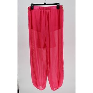 Hot Pink $25 Large Sheer Harem Pants Gold Star Accents Beads Festival Costume